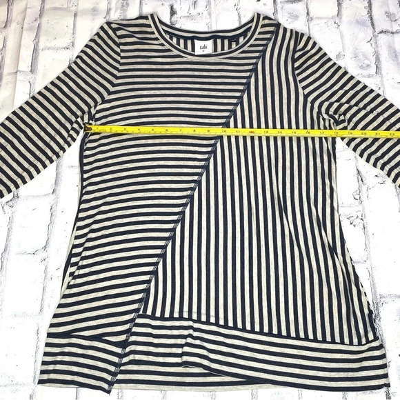 CAbi 3228 Ernest Tunic Top Medium Long Sleeve Comfy Stretch Stripe Asymmetrical - Picture 2 of 9